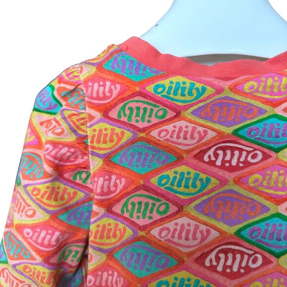 Oilily Organic Cotton Puff Sleeve Logo Dress and Scarf, Size 104 (4T), Orange - Picture 9 of 16